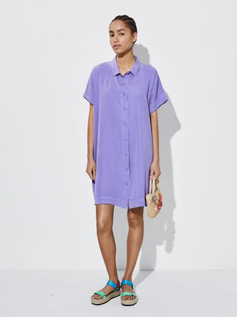 Parfois 100% Lyocell Shirt Kjole Dame Blå | DK-15KQYZJVT