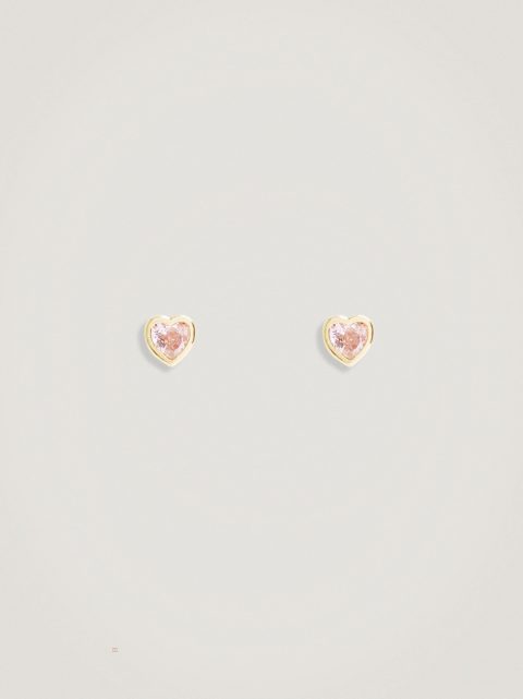 Parfois 925 Silver Heart Studs Øreringe Dame Lyserød | DK-08HVOXSAQ