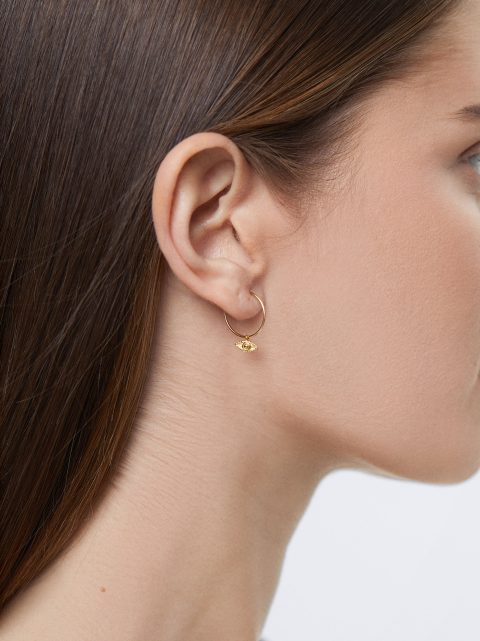Parfois 925 Silver Hoop With Eye Charm Øreringe Dame Guld | DK-15FVTQZNK