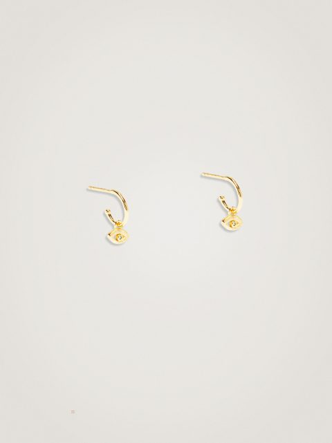 Parfois 925 Silver Hoop With Eye Charm Øreringe Dame Grøn | DK-63KPBHITF