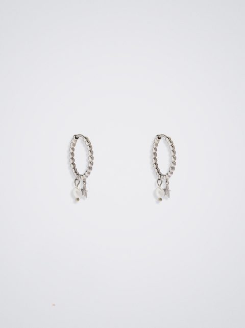 Parfois 925 Silver Hoop With Freshwater Pearl Øreringe Dame Hvide | DK-57TQMXHRU