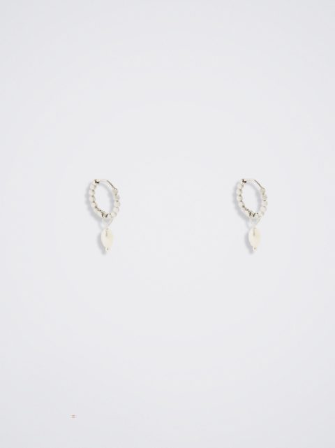 Parfois 925 Silver Hoop With Freshwater Pearl Øreringe Dame Hvide | DK-63QCSJRAF