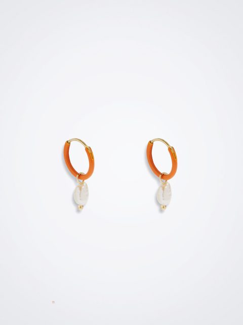 Parfois 925 Silver Hoop With Freshwater Pearl Øreringe Dame Orange | DK-82RSQTEBI