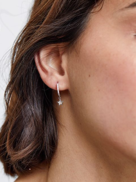 Parfois 925 Silver Hoop With Star Øreringe Dame Sølv | DK-32KEWMIZC
