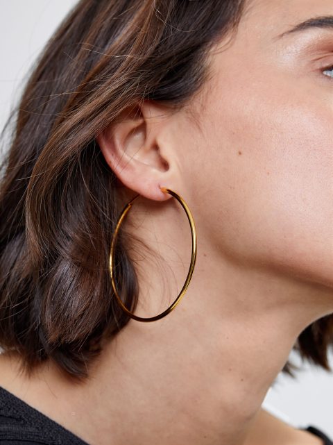 Parfois 925 Silver Large Hoop Øreringe Dame Guld | DK-75FWEJRTN