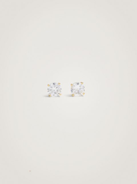 Parfois 925 Silver Stud With Zirconia Øreringe Dame Guld | DK-65HPEBXYG