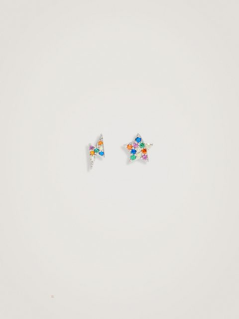 Parfois 925 Silver Studs With Charms Øreringe Dame Flerfarvede | DK-57QLMZBJN