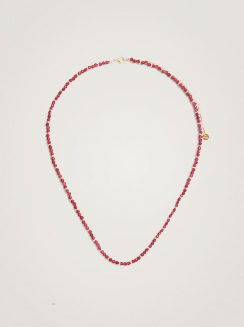 Parfois 925 Silver With Beads Halskæder Dame Bordeaux | DK-82DUHVMRX
