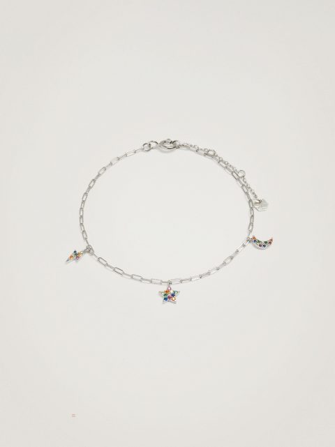 Parfois 925 Silver With Charms Armbånd Dame Flerfarvede | DK-79VBLWFJU