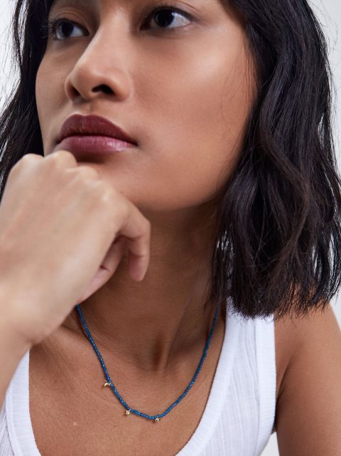 Parfois 925 Silver With Semi-Precious Stone Halskæder Dame Blå | DK-71PVXBLGD