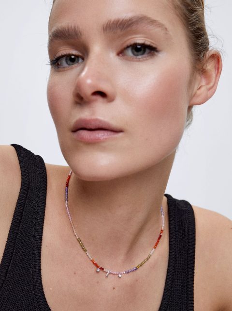 Parfois 925 Silver With Semi-Precious Stone Halskæder Dame Flerfarvede | DK-83FNISKXL