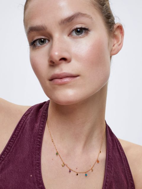 Parfois 925 Silver With Stone Halskæder Dame Flerfarvede | DK-35CJUXGIS