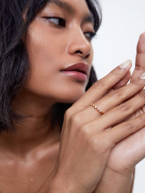 Parfois 925 Silver With Zirconia Ring Dame Guld | DK-60JKNXIMU