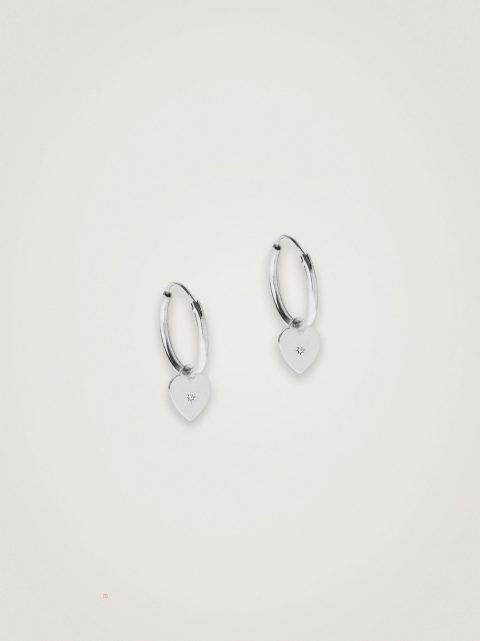 Parfois 925 Sterling Silver Hoops With Heart Øreringe Dame Sølv | DK-96AITKVJZ