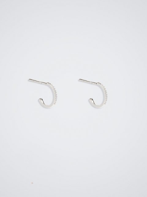 Parfois 925 Sterling Silver Hoops With Zirconia Øreringe Dame Sølv | DK-21DUCRYTF