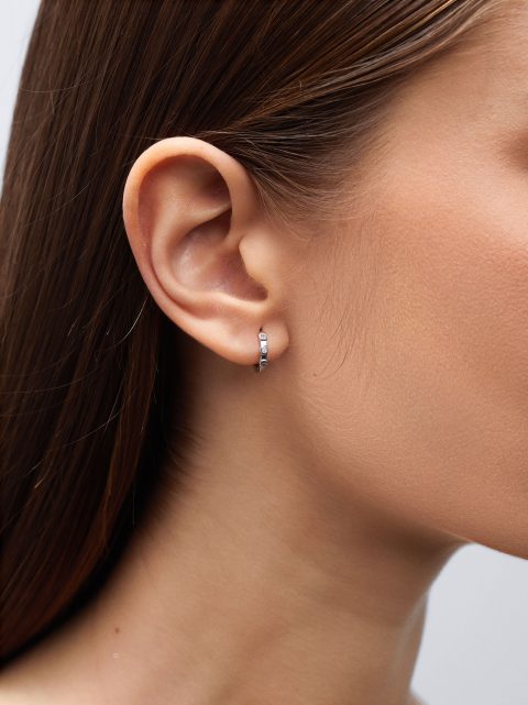Parfois 925 Sterling Silver Hoops With Zirconia Øreringe Dame Sølv | DK-38HZMJECU