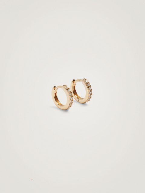 Parfois 925 Sterling Silver Hoops With Zirconia Øreringe Dame Guld | DK-63MZUVJXQ