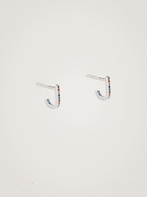 Parfois 925 Sterling Silver Hoops With Zirconia Øreringe Dame Flerfarvede | DK-64NLAEROI