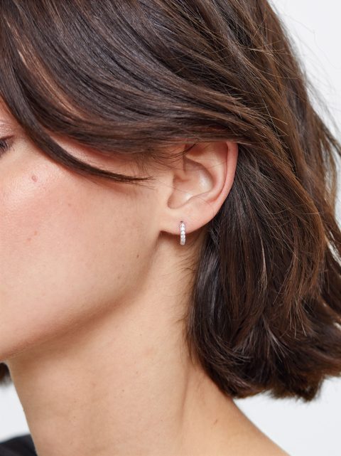 Parfois 925 Sterling Silver Hoops With Zirconia Øreringe Dame Sølv | DK-65VHGFORE