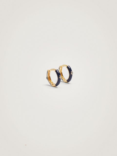 Parfois 925 Sterling Silver Hoops With Zirconia Øreringe Dame Mørkeblå | DK-87ABWUQPC