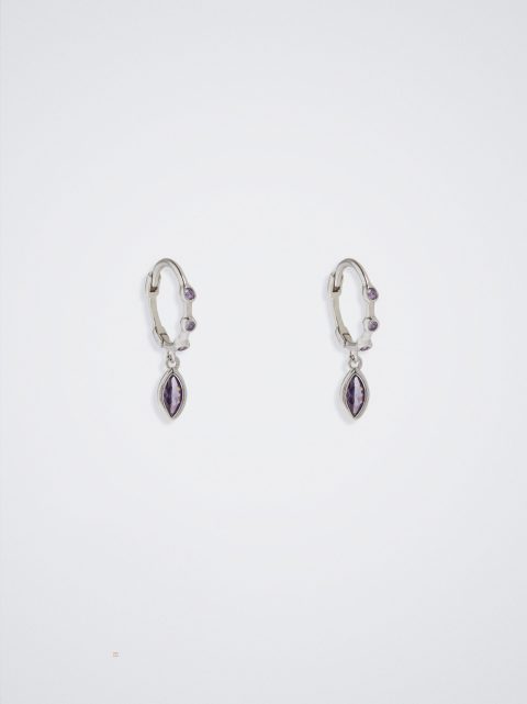 Parfois 925 Sterling Silver Hoops With Zirconia Øreringe Dame Lilla | DK-93PYACTNL