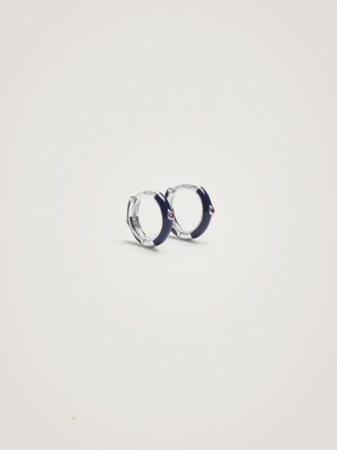 Parfois 925 Sterling Silver Kort Hoops With Zirconia Øreringe Dame Mørkeblå | DK-34NQIOPSX
