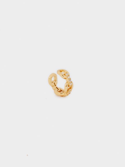 Parfois 925 Sterling Silver Small Earcuff Earring With Zirconia Øreringe Dame Guld | DK-54UNQTWIL