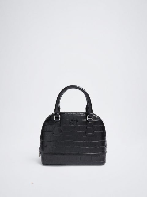 Parfois Animal Embossed Crossbody Taske Dame Sort | DK-05FYINMSV