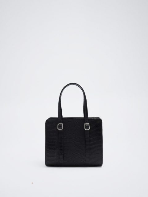 Parfois Animal Embossed Crossbody Taske Dame Sort | DK-15ZXGQTCA