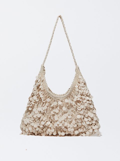 Parfois Bag With Beads And Sequins Skuldertasker Dame Beige | DK-24NVOFCXB