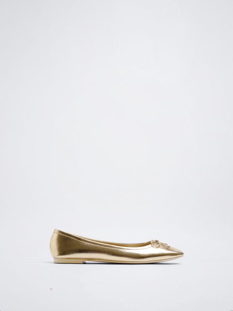 Parfois Ballerinas With Bow Ballerina Sko Dame Guld | DK-42RINDMPZ