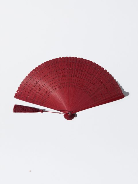 Parfois Bamboo Perforated Fans Dame Bordeaux | DK-40GFBCEPR