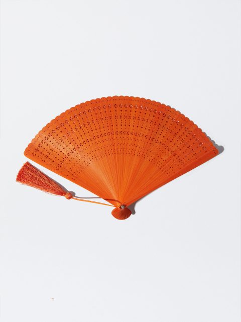 Parfois Bamboo Perforated Fans Dame Orange | DK-87EYMAQUZ