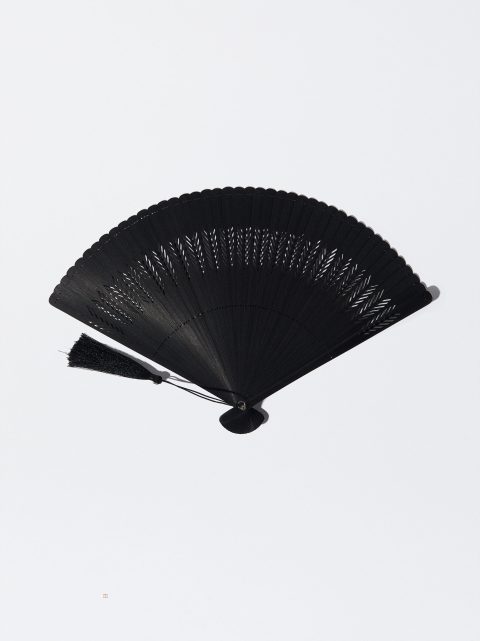 Parfois Bamboo Perforated Fans Dame Sort | DK-19YKUQPJE