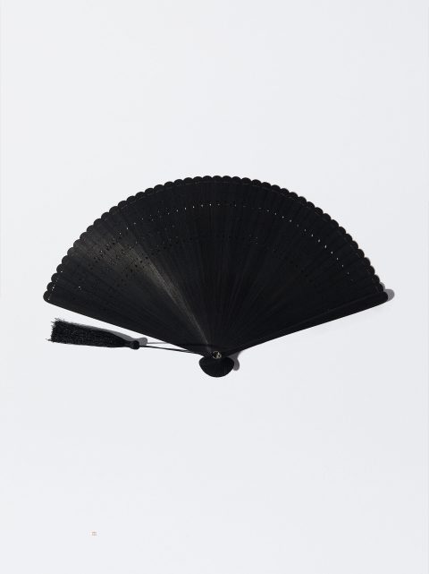 Parfois Bamboo Perforated Fans Dame Sort | DK-70ZLRKBCN