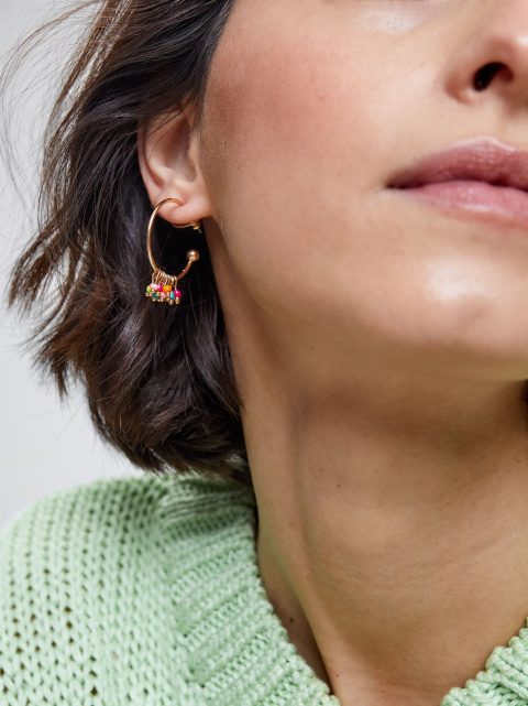 Parfois Beaded Hoop Øreringe Dame Flerfarvede | DK-54IAKJHTQ
