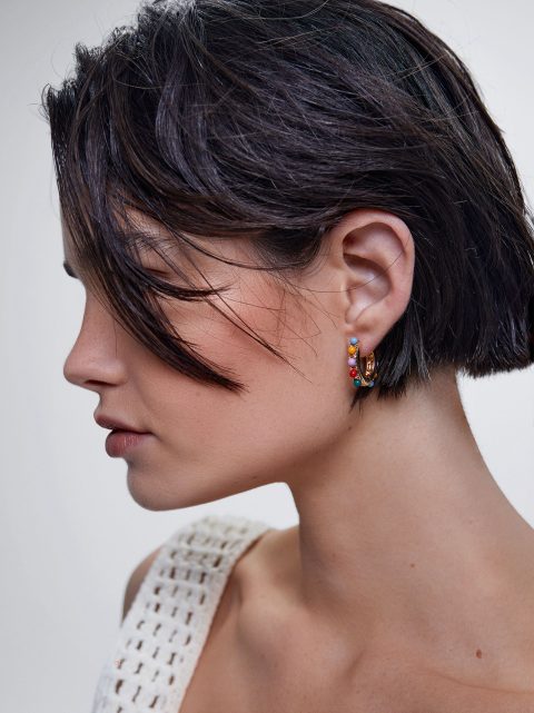 Parfois Beaded Hoop Øreringe Dame Flerfarvede | DK-72TFWVNAU