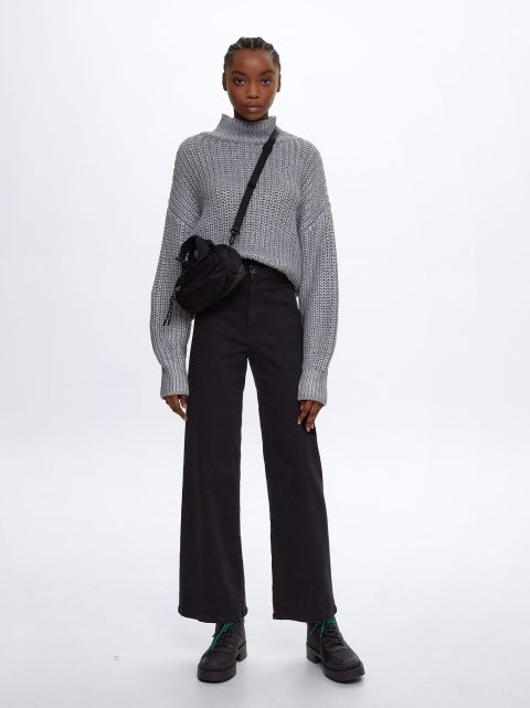 Parfois Bomulds Jeans Dame Sort | DK-85AUPRNMV