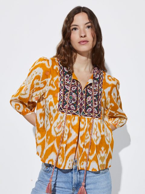 Parfois Bomulds Printed Skjorte Dame Flerfarvede | DK-40ZCPWDHK