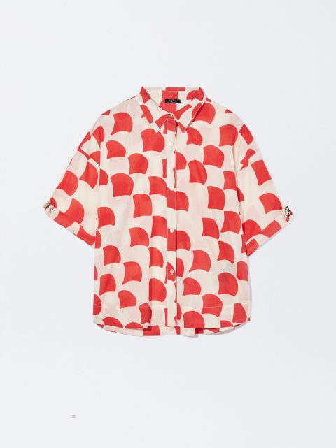 Parfois Bomulds Printed Skjorte Dame Flerfarvede | DK-59KYNHQJX