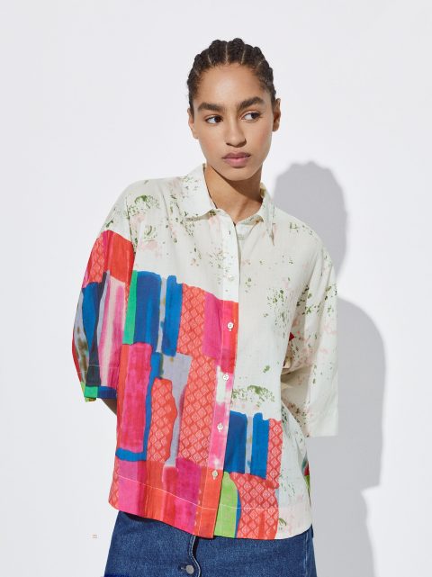 Parfois Bomulds Printed Skjorte Dame Flerfarvede | DK-68CDTHBOL