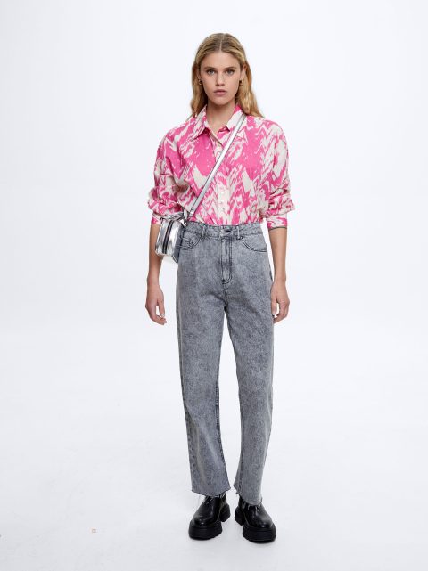 Parfois Bomulds Printed Skjorte Dame Lyserød | DK-93BRKHXJG