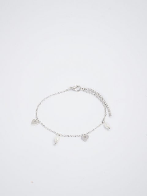Parfois Bracelet With Pearl And Hearts Armbånd Dame Sølv | DK-06MNWZBEY
