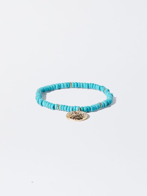 Parfois Bracelet With Stone And Medallion Armbånd Dame Blå | DK-61SNIWRAH