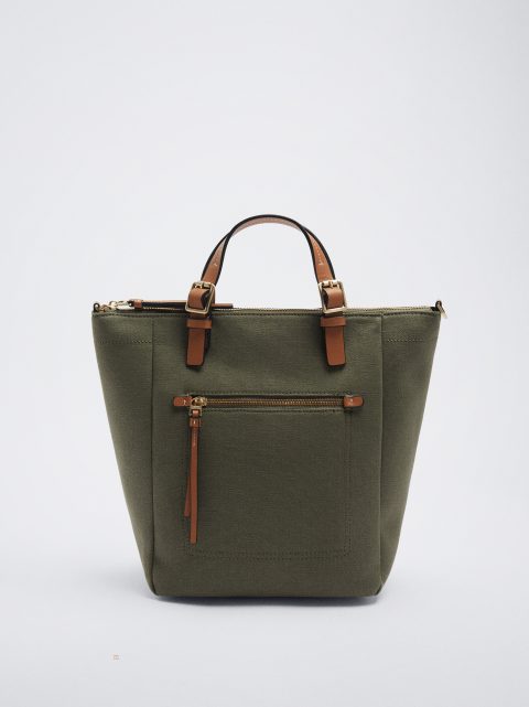 Parfois Canvas Bag And Rygsække Dame Khaki | DK-17BLSZMKO