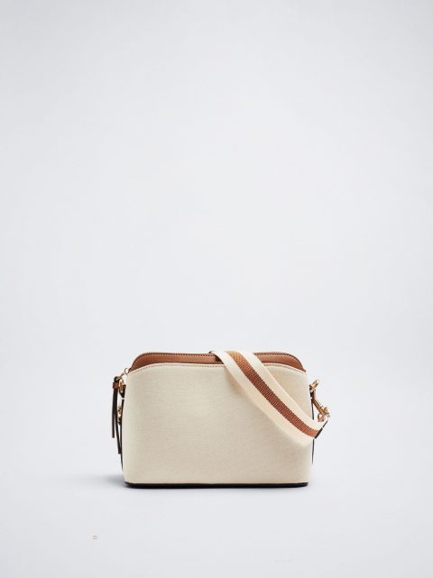Parfois Canvas Crossbody Taske Dame Hvide | DK-73AEZSFMG
