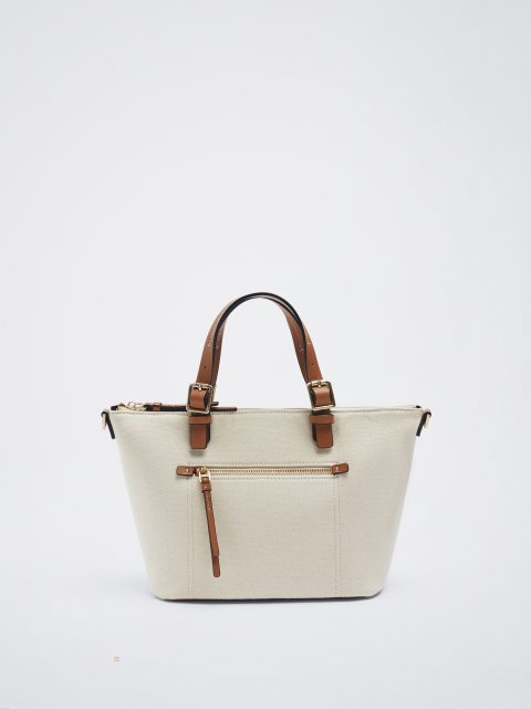 Parfois Canvas Tote Indkøbstasker Dame Beige | DK-10AYPICNF