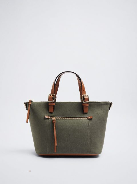 Parfois Canvas Tote Indkøbstasker Dame Khaki | DK-51KQZBFYI