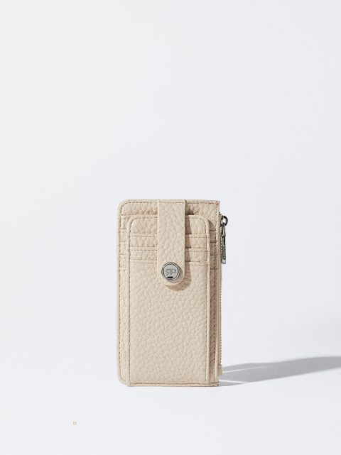 Parfois Card Holder With Coin Pung Dame Beige | DK-64KLPWRFH