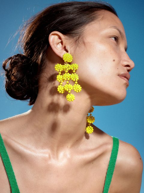 Parfois Clip With Beads Øreringe Dame Gul | DK-24PYOTRCZ